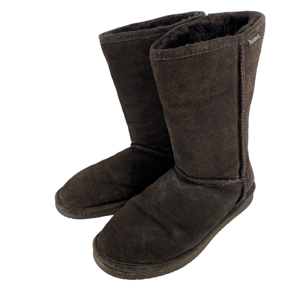 BEARPAW Emma Sz 10 Suede Sheepskin / Wool Boot Brown Warm Cozy Casual Boho